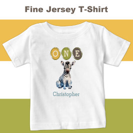 Zebra 1. Geburtstag mit dem Namen blau Baby T-shirt