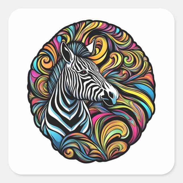 Zebra 1 quadratischer aufkleber (Vorderseite)