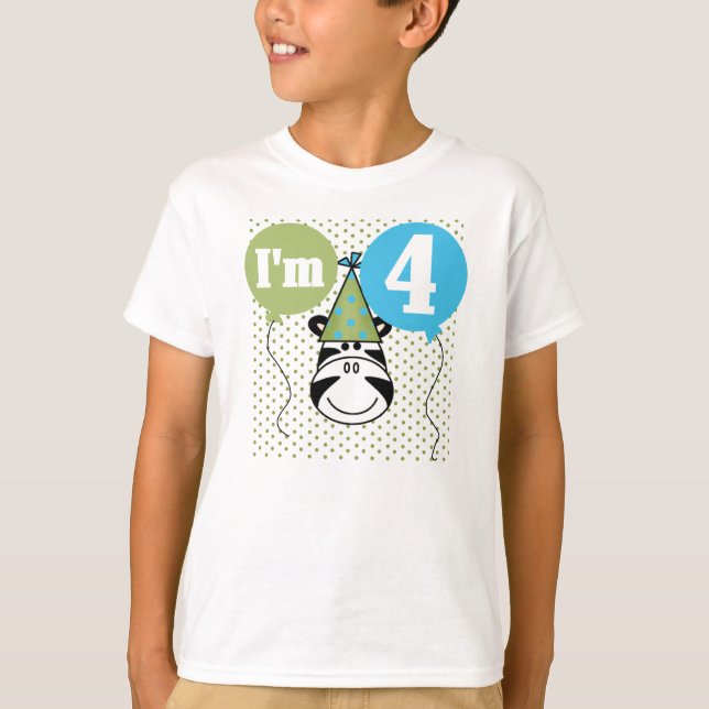 Zebra-4. Geburtstag T-Shirt (Vorderseite)