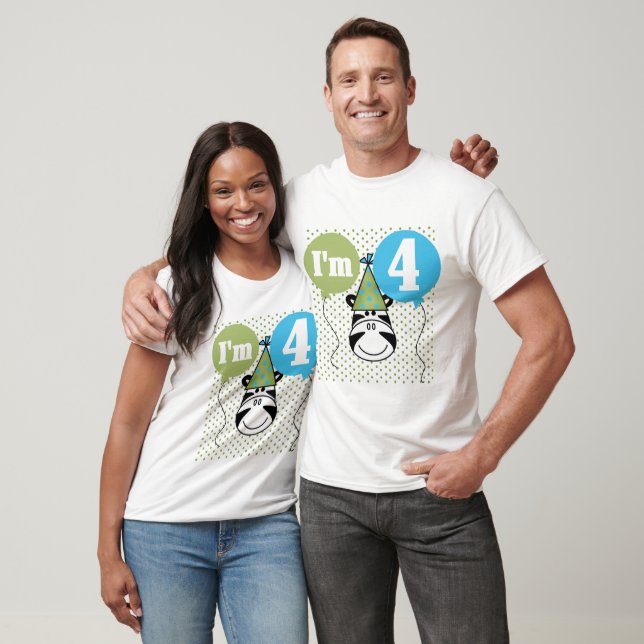 Zebra 4. Geburtstag T - Shirt und Geschenke (Unisex)
