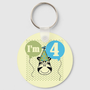 Zebra 4. Geburtstag T - Shirt und Geschenke Schlüsselanhänger