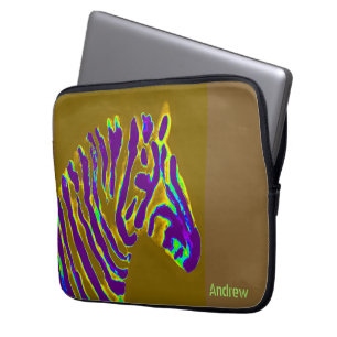 Zebra Abstrakt Art Lila Gold Personalisiert Laptopschutzhülle