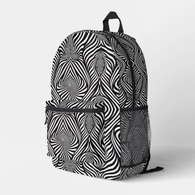Zebra Abstrakt B&W Sherpa Blanket Bedruckter Rucksack (Rückseitige Ecke Rechts)