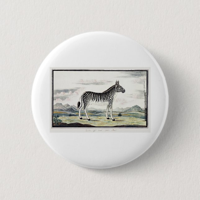 Zebra Africa Stripe Animal Zeichnend Illustration Button (Vorderseite)