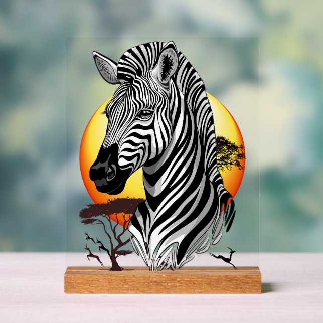 Zebra African Savanna Wild Animal Acrylschild (Neutral)