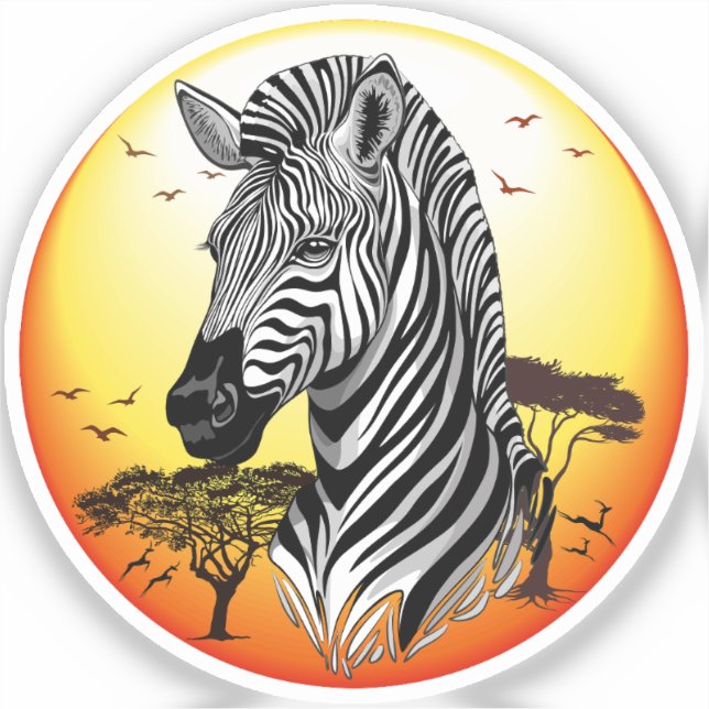 Zebra African Savanna Wild Animal Aufkleber (Vorderseite)