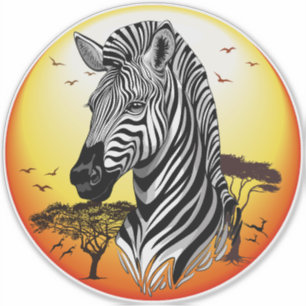 Zebra African Savanna Wild Animal Aufkleber
