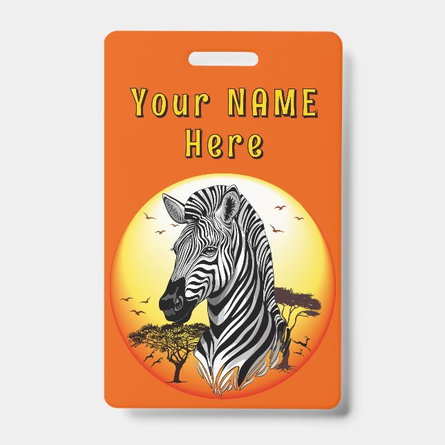 Zebra African Savanna Wild Animal Ausweis (Vorderseite)