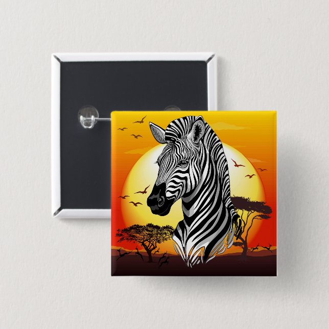 Zebra African Savanna Wild Animal Button (Vorne & Hinten)