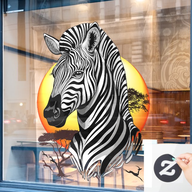 Zebra African Savanna Wild Animal Fensteraufkleber (Café-Fenster)