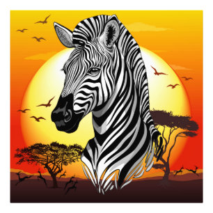 Zebra African Savanna Wild Animal Fotodruck