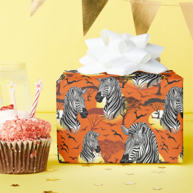 Zebra African Savanna Wild Animal Geschenkpapier (Geburtstagsparty)