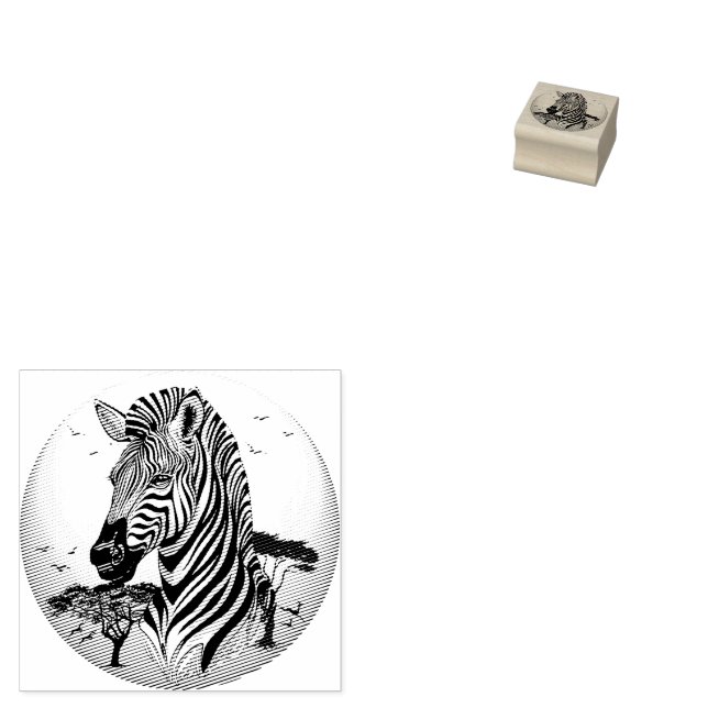 Zebra African Savanna Wild Animal Gummistempel (Stempel)