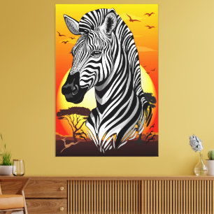 Zebra African Savanna Wild Animal Leinwanddruck