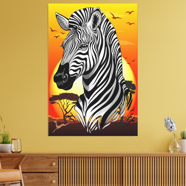 Zebra African Savanna Wild Animal Leinwanddruck (Insitu (Wohnzimmer))