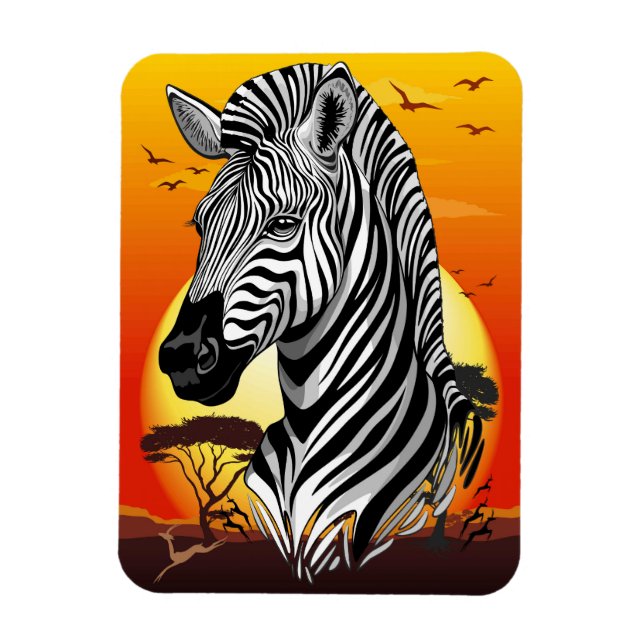 Zebra African Savanna Wild Animal Magnet (Vertikal)
