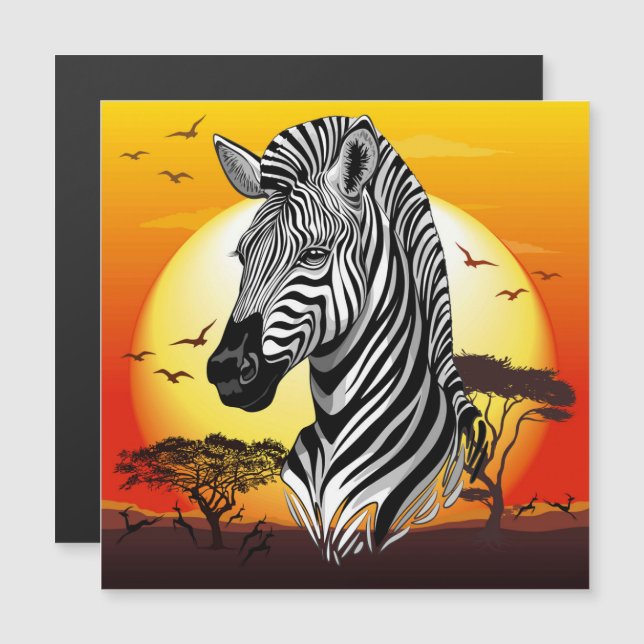 Zebra African Savanna Wild Animal Magnetkarte (Vorne/Hinten)