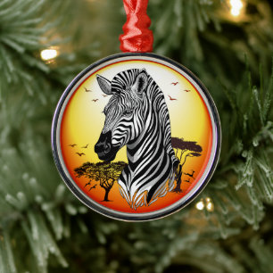 Zebra African Savanna Wild Animal Ornament Aus Metall