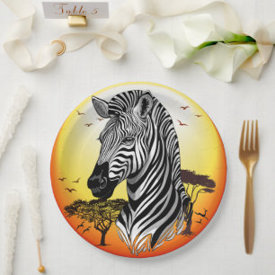 Zebra African Savanna Wild Animal Pappteller