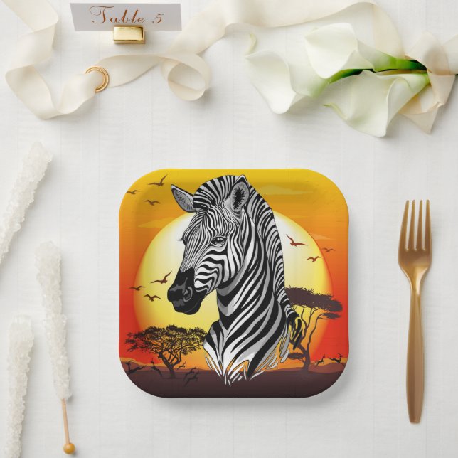 Zebra African Savanna Wild Animal Pappteller (Hochzeit)