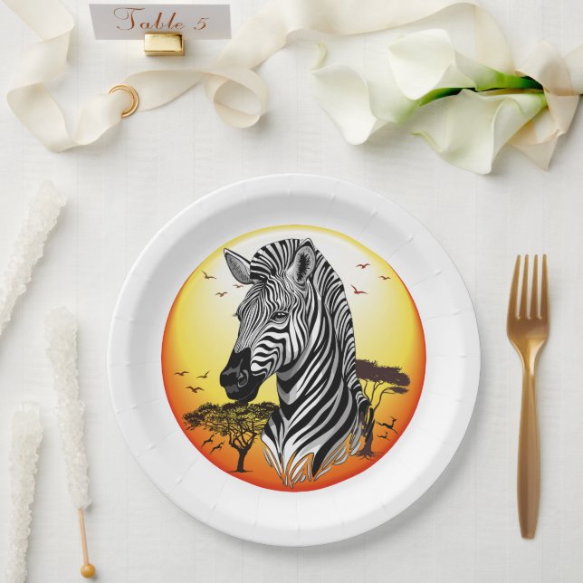 Zebra African Savanna Wild Animal Pappteller (Hochzeit)