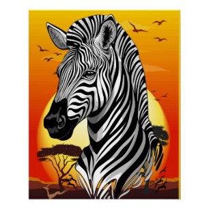 Zebra African Savanna Wild Animal Poster