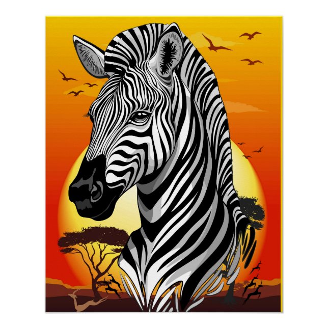 Zebra African Savanna Wild Animal Poster (Vorderseite)
