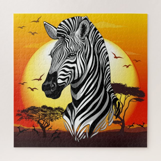 Zebra African Savanna Wild Animal Puzzle (Vertikal)