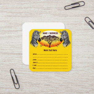 Zebra African Savanna Wild Animal Quadratische Visitenkarte