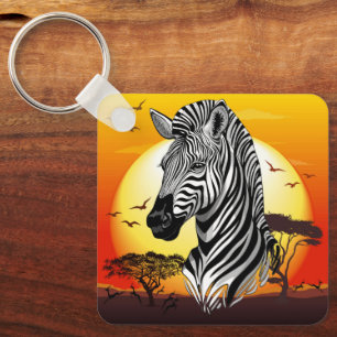 Zebra African Savanna Wild Animal Schlüsselanhänger