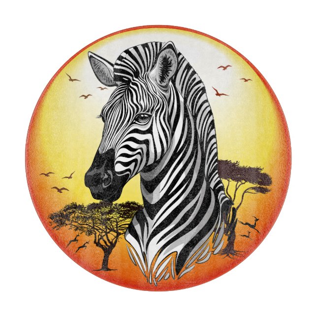Zebra African Savanna Wild Animal Schneidebrett (Vorderseite)