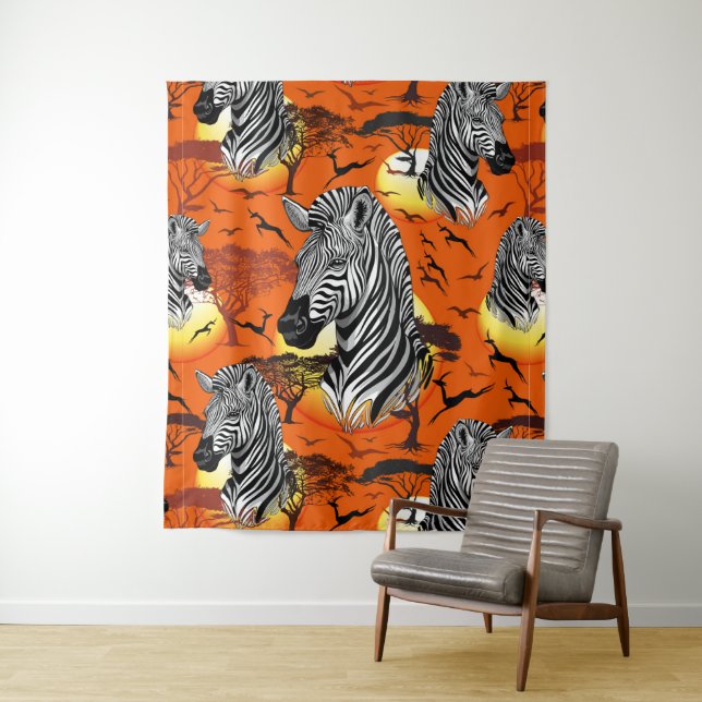 Zebra African Savanna Wild Animal Wandteppich (Beispiel)