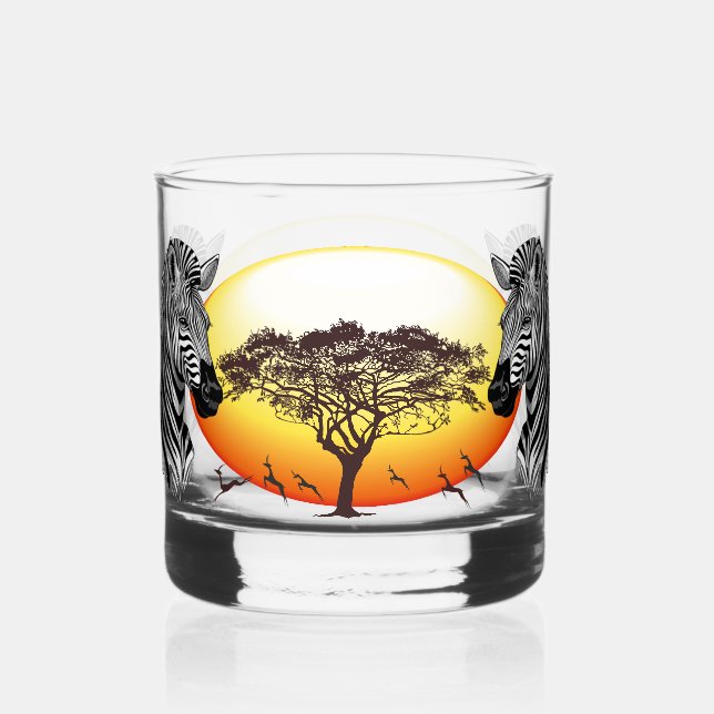 Zebra African Savanna Wild Animal Whiskyglas (Vorderseite)