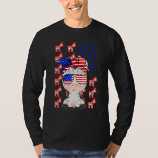 Zebra American Flag Zebra Patriotic 4. Juli T-Shirt