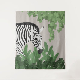 Zebra amongst Leaves Tapestry Wandteppich