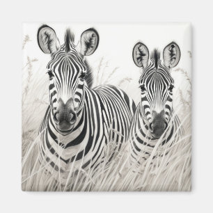 Zebra Animal Discovery Wild Nature Ink Sketch Magnet
