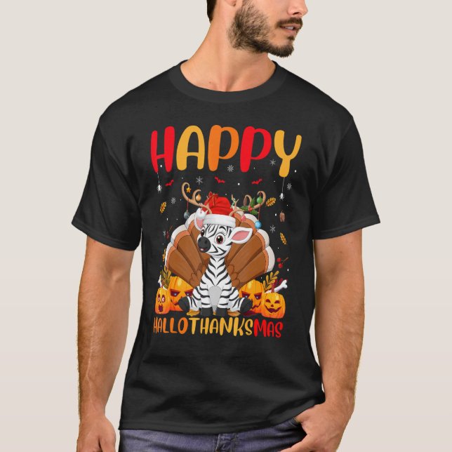 Zebra Animal Happy Zebra Hellothanksmas T-Shirt (Vorderseite)