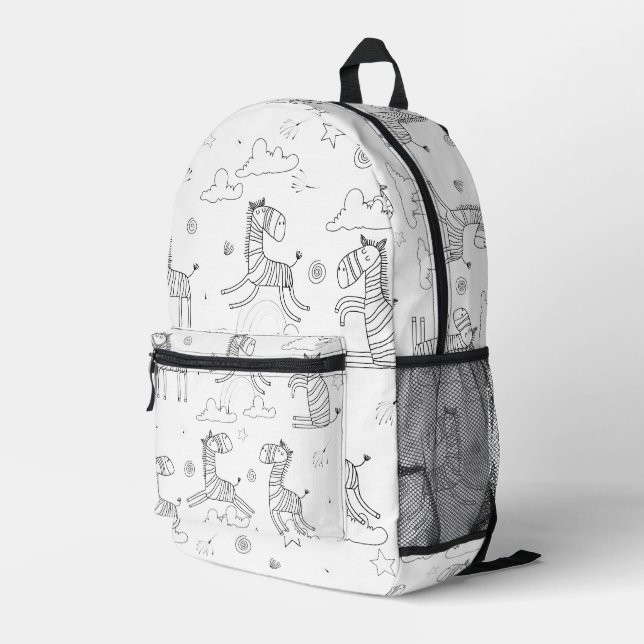 Zebra Animal Line Set Bedruckter Rucksack (Rückseitige Ecke Rechts)
