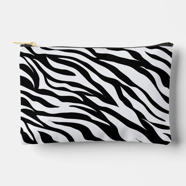 Zebra Animal Print Black and White Safari  Zubehörtasche (Vorderseite)