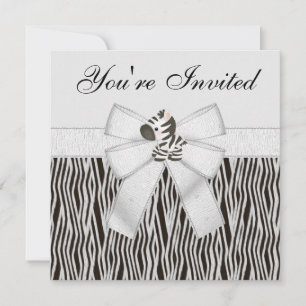 Zebra & Animal Print Black & White Geburtstagspart Einladung