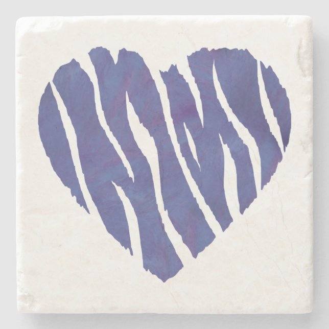 Zebra Animal Print Lila Heart Steinuntersetzer (Vorderseite)