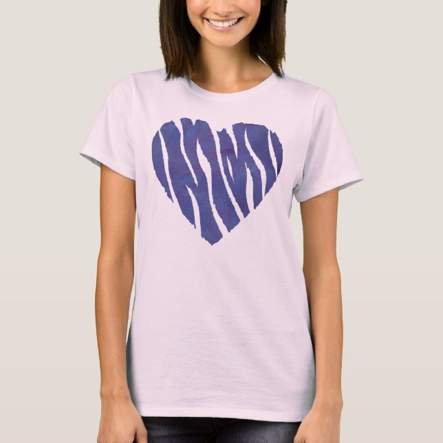 Zebra Animal Print Lila Heart T-Shirt (Vorderseite)