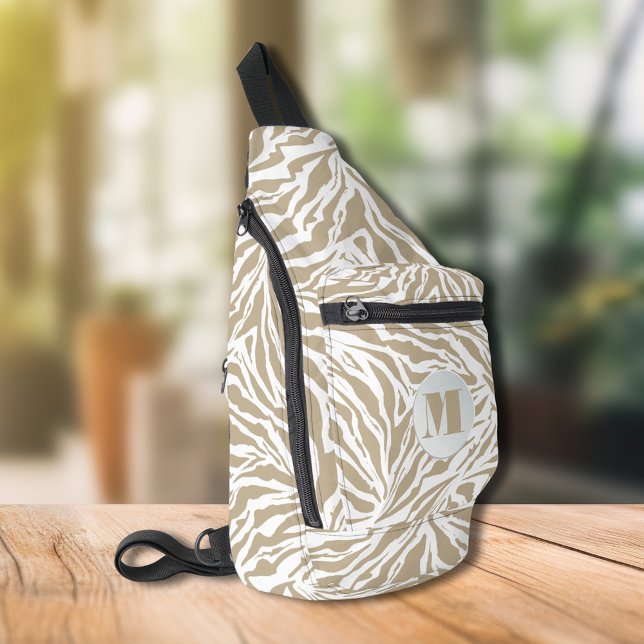 Zebra Animal Print Mit Monogramm Crossbody Bag (Zebra Animal Print Monogrammed Sling Bag)