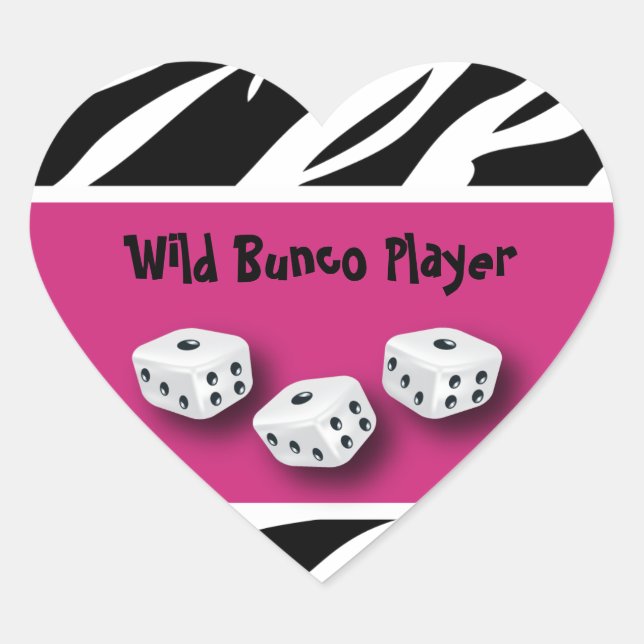 Zebra Animal Print World Bunco Player Herz-Aufkleber (Vorderseite)