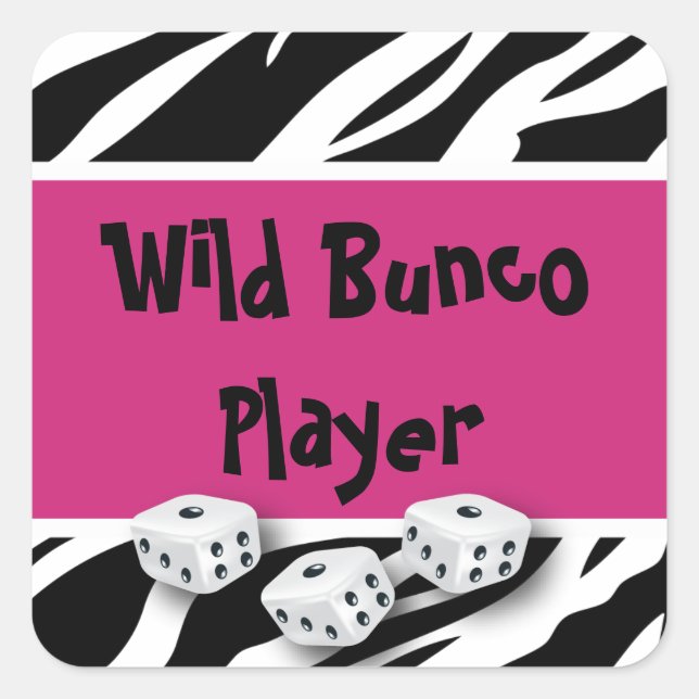 Zebra Animal Print World Bunco Player Quadratischer Aufkleber (Vorderseite)