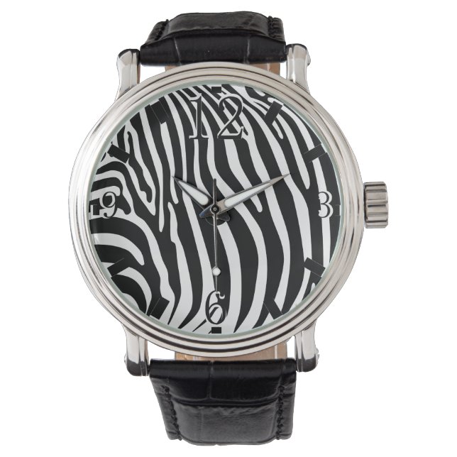 Zebra Animalprint Armbanduhr (Vorderseite)