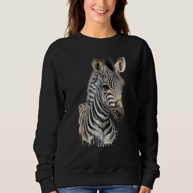 Zebra Aquarell Sweatshirt (Vorderseite)