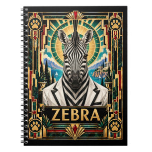 Zebra, Art Deco Wildtiere Notizblock