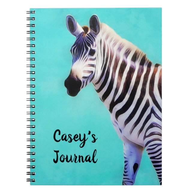 Zebra Art Journal-Notebook mit persönlichem Namen Notizblock (Vorderseite)