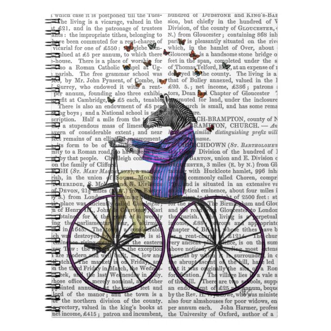 Zebra auf dem Fahrrad Notizblock (Vorderseite)